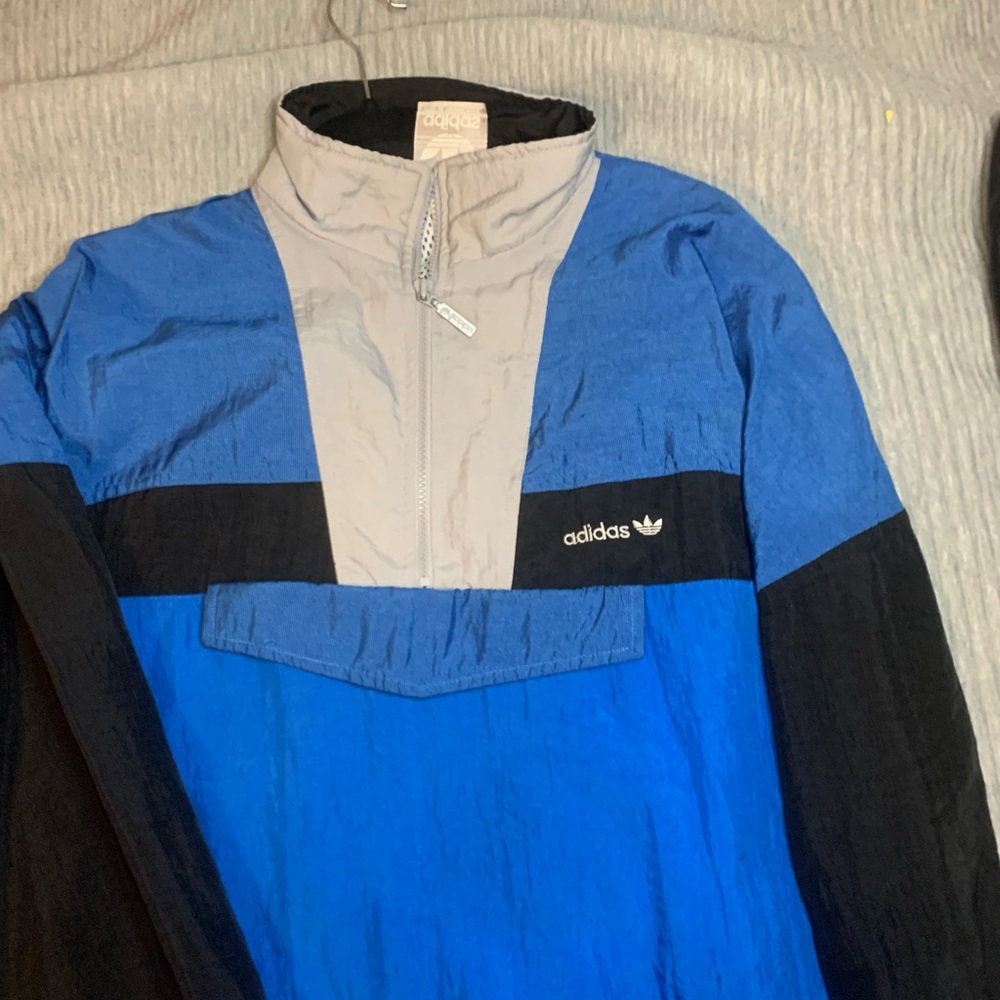 Adidas Blue and Gray Windbreaker